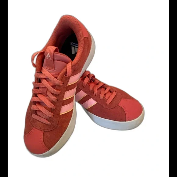 Adidas VL Court 3.0 Sneaker Rust /Pink Size 7.5 Tennis Shoe T-Toe Design Lace Up - Picture 2 of 9